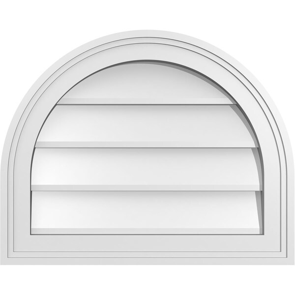 Ekena Millwork Round Top Surface Mount PVC Gable Vent w/ 2"W x 1-1/2"P Brickmould Frame, 20"W x 16"H GVPRT20X1602SN - main